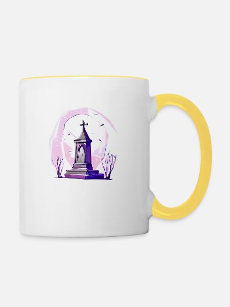 Verlassener Grabstein - Tasse zweifarbig - Weiß/Gelb
