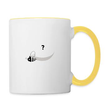 Bee & big mysterious bag - Contrasting Mug - white/yellow - Right