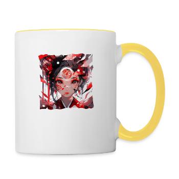 Japanese Cyper Girl #1 - Contrasting Mug - white/yellow - Right
