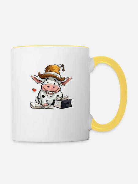 Miki, die gelehrte Kuh - Tasse zweifarbig - Weiß/Gelb