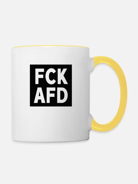 FCK AFD - Tasse zweifarbig - Weiß/Gelb