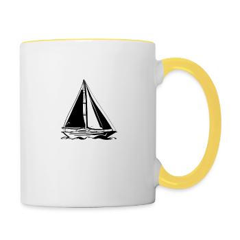 Segeln Segelschiff Segelsport Segler Segelboot - Tasse zweifarbig - Weiß/Gelb - Rechts