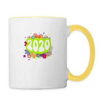Year 2020 anniversary Floral Groovy - Contrasting Mug - white/yellow - Right