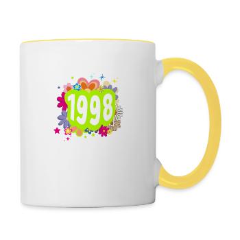Year 1998 anniversary Groovy floral - Contrasting Mug - white/yellow - Right