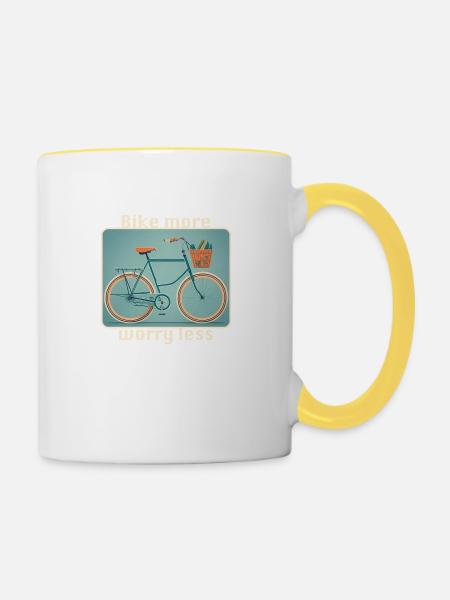 Mehr radeln - Tasse zweifarbig - Weiß/Gelb