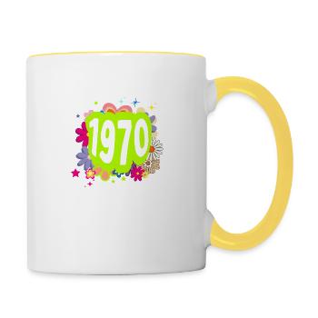 Year 1970 anniversary Floral Groovy - Contrasting Mug - white/yellow - Right