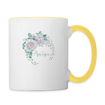 Für Anisa - Tasse zweifarbig - Weiß/Gelb - Rechts