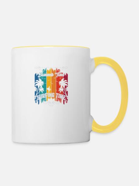 Summer Time Surfing Time - Tasse zweifarbig - Weiß/Gelb