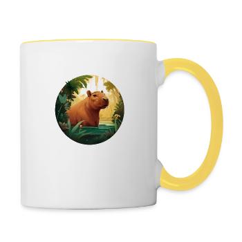 Bathing Capybara - Contrasting Mug - white/yellow - Right