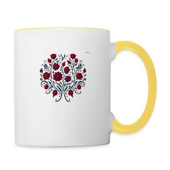 Folk art composition #7 - Contrasting Mug - white/yellow - Right