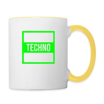 Techno Forever Musik Zitat - Tasse zweifarbig - Weiß/Gelb - Rechts