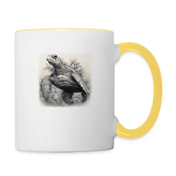 Happy Tortoises Wave Animal Protection Duck - Mug contrasté - blanc/jaune - Droite