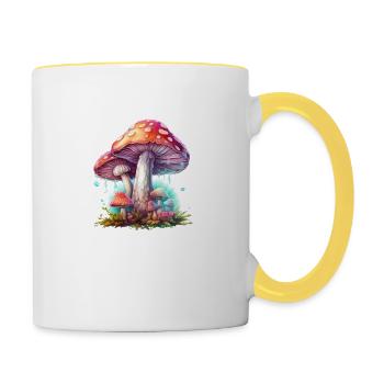 Champignon de fées Champignons de conte de fées Monde de conte de fées champignon - Mug contrasté - blanc/jaune - Droite