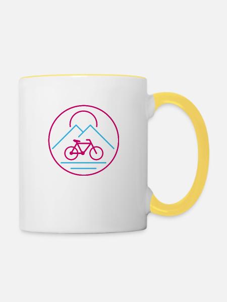 Fahrrad - Tasse zweifarbig - Weiß/Gelb