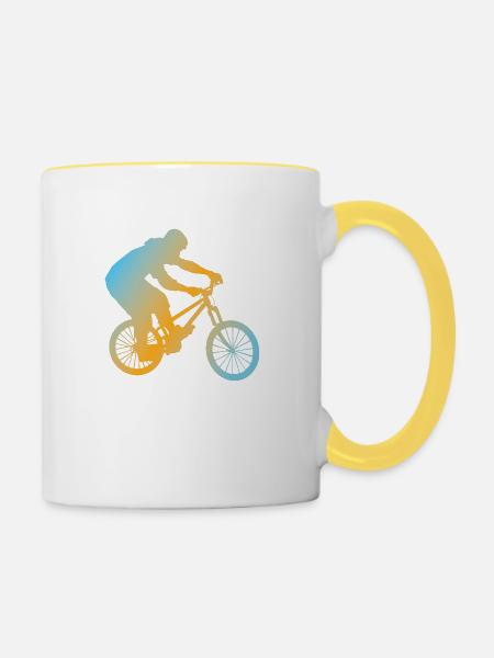 Fahrrad - Tasse zweifarbig - Weiß/Gelb