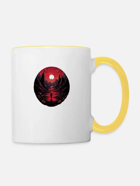 Der einsame Weg - Tasse zweifarbig - Weiß/Gelb