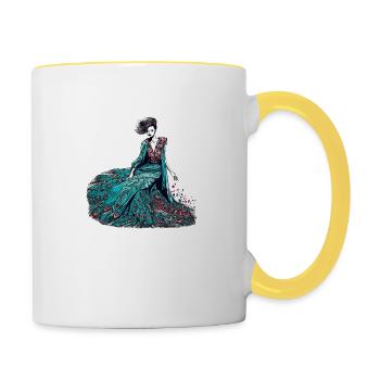 Fashion designer Peacock - Contrasting Mug - white/yellow - Right