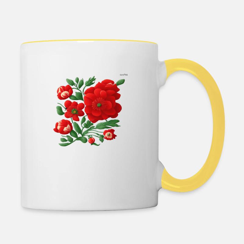 Folk art composition #10 - Contrasting Mug - white/yellow
