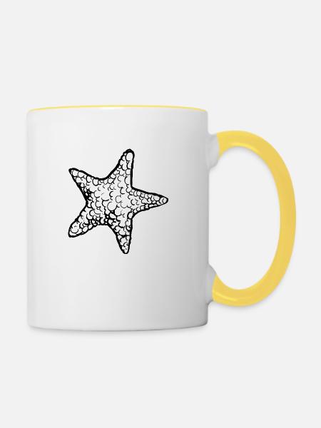Meerestiere - Tasse zweifarbig - Weiß/Gelb