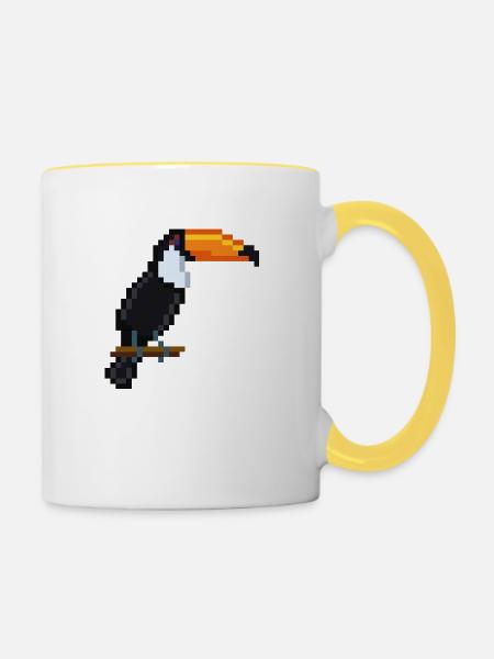 Vogel - Tasse zweifarbig - Weiß/Gelb