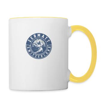 Zermatt Suisse Ski Vintage - Mug contrasté - blanc/jaune - Droite