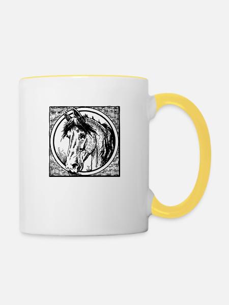 Pferde - Tasse zweifarbig - Weiß/Gelb