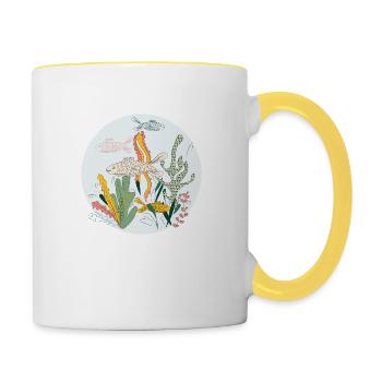 Meerestiere - Tasse zweifarbig - Weiß/Gelb - Rechts