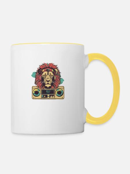 Löwen-Marmelade - Tasse zweifarbig - Weiß/Gelb