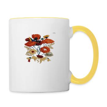 Folk art composition #26 - Contrasting Mug - white/yellow - Right
