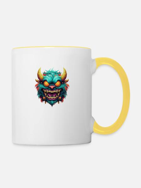 Evil Monster - Tasse zweifarbig - Weiß/Gelb
