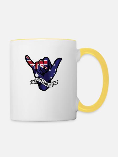 Australia Shaka - Tasse zweifarbig - Weiß/Gelb