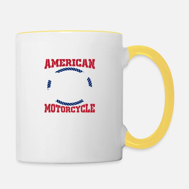 American Motorcycle - Tasse zweifarbig - Weiß/Gelb