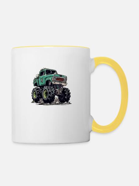 Monstertruck RoadWarrior - Tasse zweifarbig - Weiß/Gelb