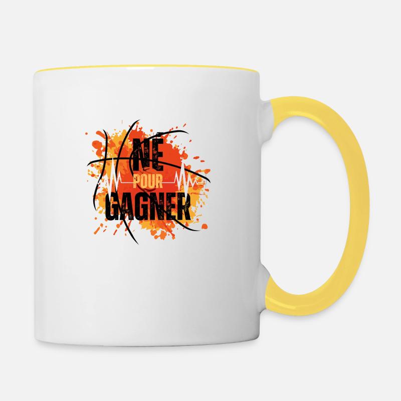 Né pour gagner - Mug contrasté - blanc/jaune
