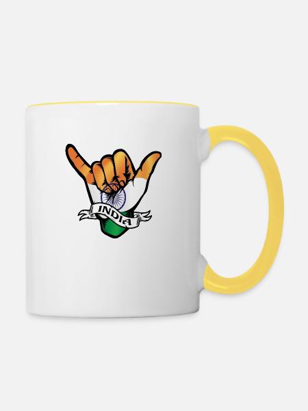 India Shaka - Tasse zweifarbig - Weiß/Gelb