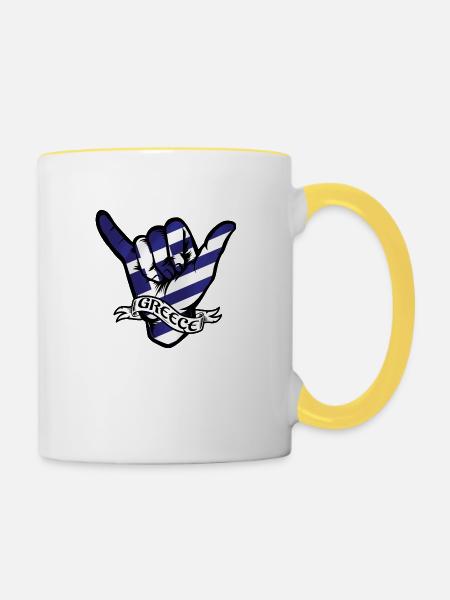 Greece Shaka - Tasse zweifarbig - Weiß/Gelb