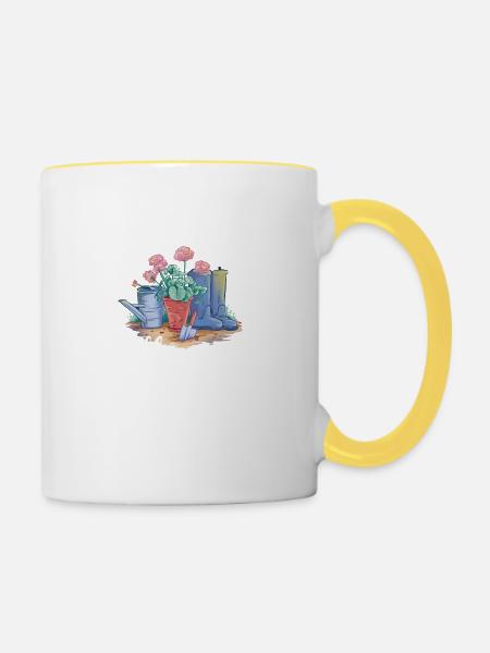 Einfach abgelenkt Gärtner Gärtnerin Sprüche Damen - Tasse zweifarbig - Weiß/Gelb