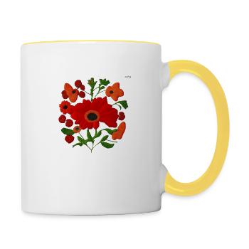 Folk art composition #30 - Contrasting Mug - white/yellow - Right