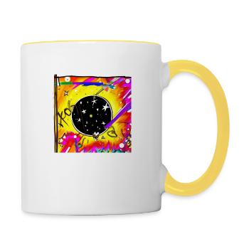 Spaceinvasion - Tasse zweifarbig - Weiß/Gelb - Rechts