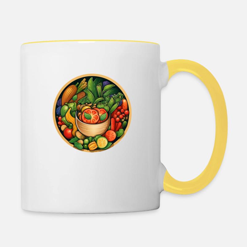 Bol d’essence verte - Mug contrasté - blanc/jaune
