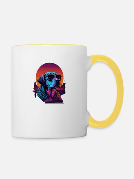 Labrador trägt Sonnenbrille - Tasse zweifarbig - Weiß/Gelb
