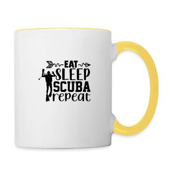 Taucher Spruch - Diving - Tasse zweifarbig - Weiß/Gelb - Rechts