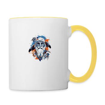 Opa biker siou - Tasse zweifarbig - Weiß/Gelb - Rechts