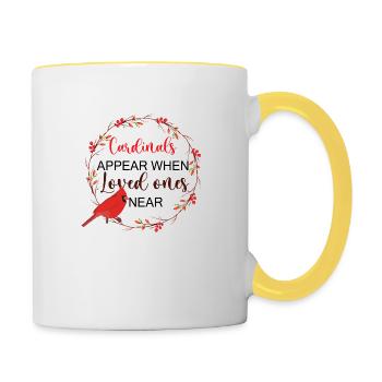 Cardianal Appear When Loved Ones Near - Contrasting Mug - white/yellow - Right