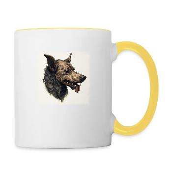 Beagle Love Beagle Dog Gift Joke Present Idea - Contrasting Mug - white/yellow - Right