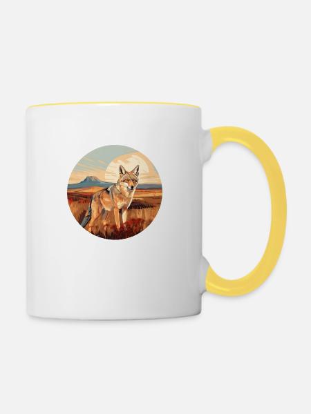 Kojote - Tasse zweifarbig - Weiß/Gelb