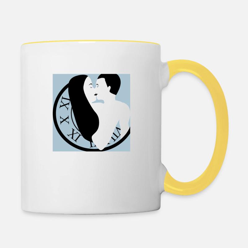 Love clock - Mug contrasté - blanc/jaune