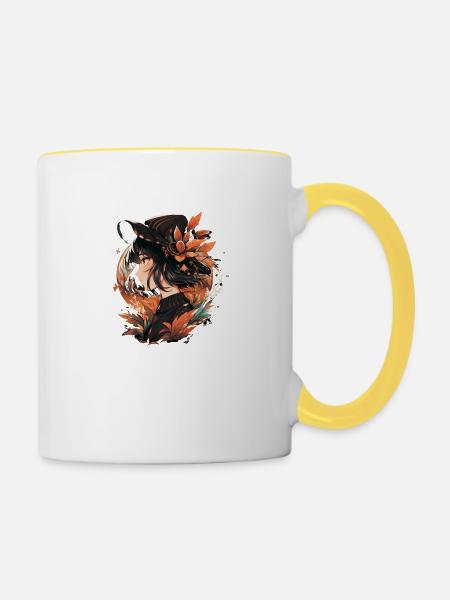 Mei - Tasse zweifarbig - Weiß/Gelb