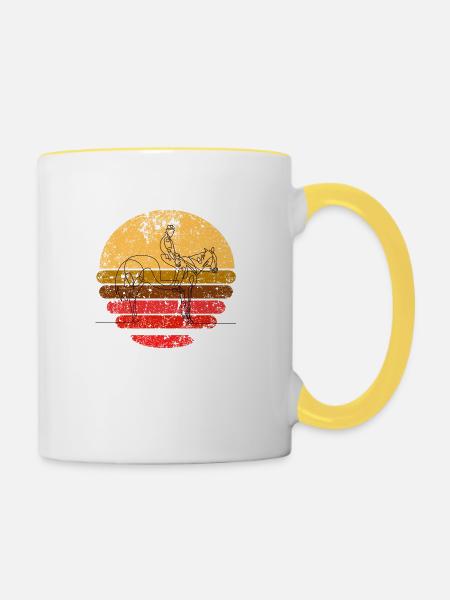 Retro pferd reiter 1 - Tasse zweifarbig - Weiß/Gelb