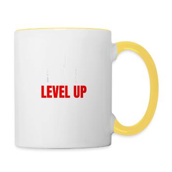 Un Geek Ne Vieillit Pas Il Level Up - Mug contrasté - blanc/jaune - Droite